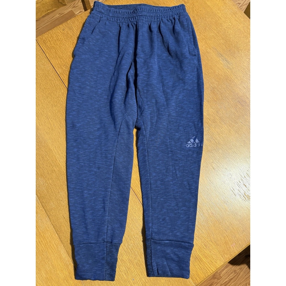 Adidas‎ Joggers Women's L Blue Heather Tapered Sweatpants Logo Cuffed Athletic